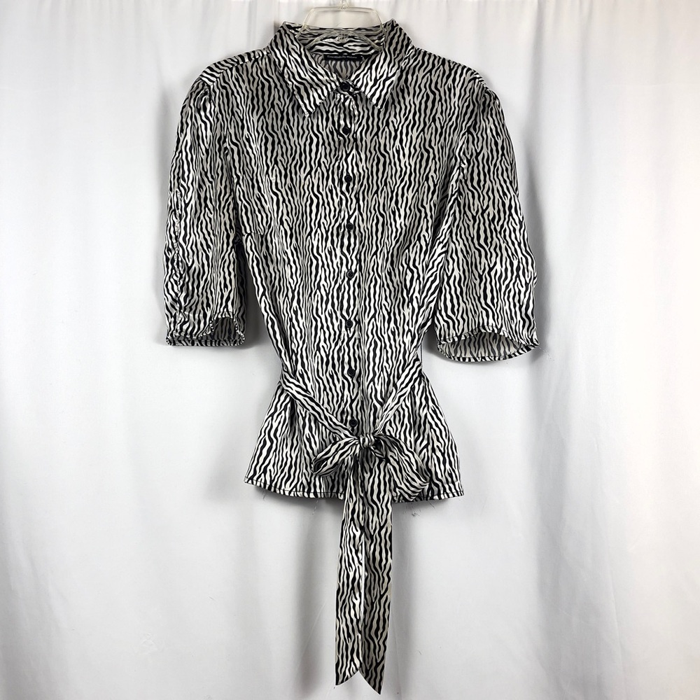 Black and White Zebra Print Satin Blouse